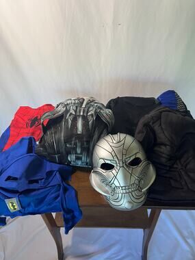 Kids Superhero Costume Lot Spider-Man Batman Ultron Ninja Dress Up Muscle Masks